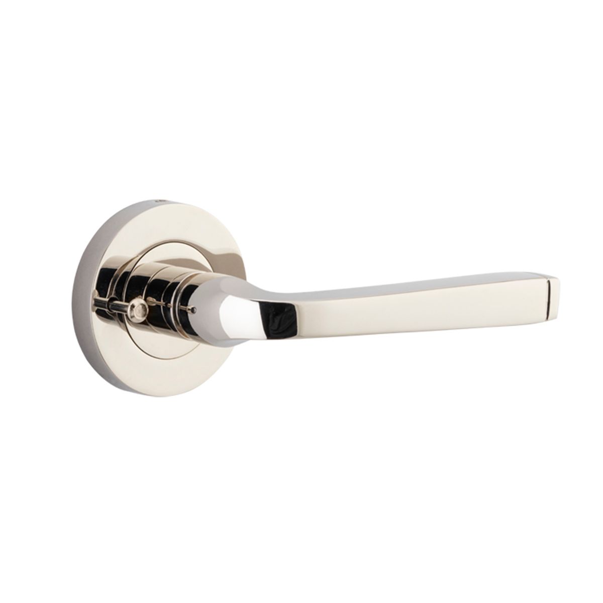 0328KIBPRIV60 - Annecy Lever - Round Rose (Inbuilt Privacy) - Polished Nickel - Privacy