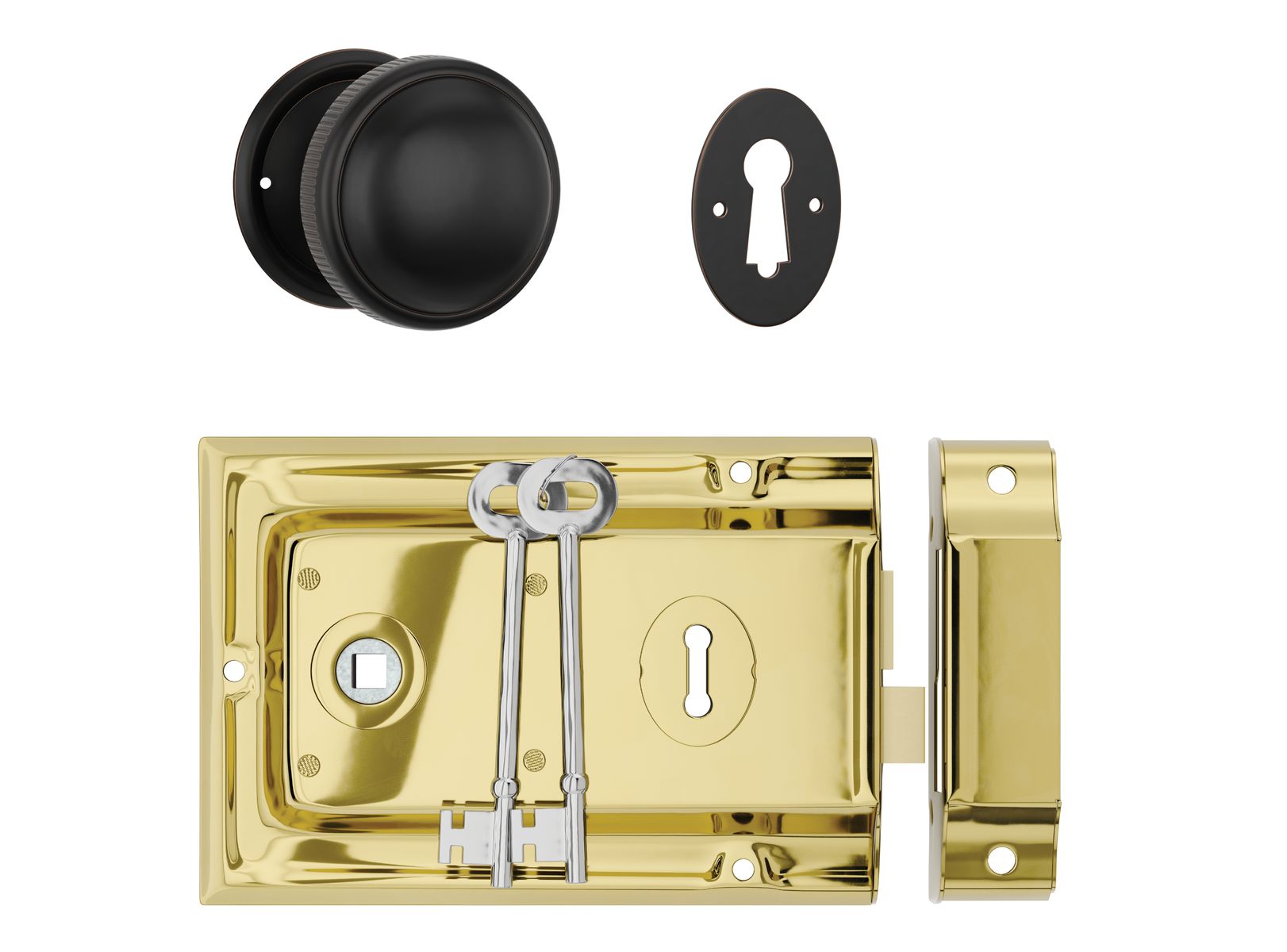 Rim Lock and Milled Edge Knob Passage Set