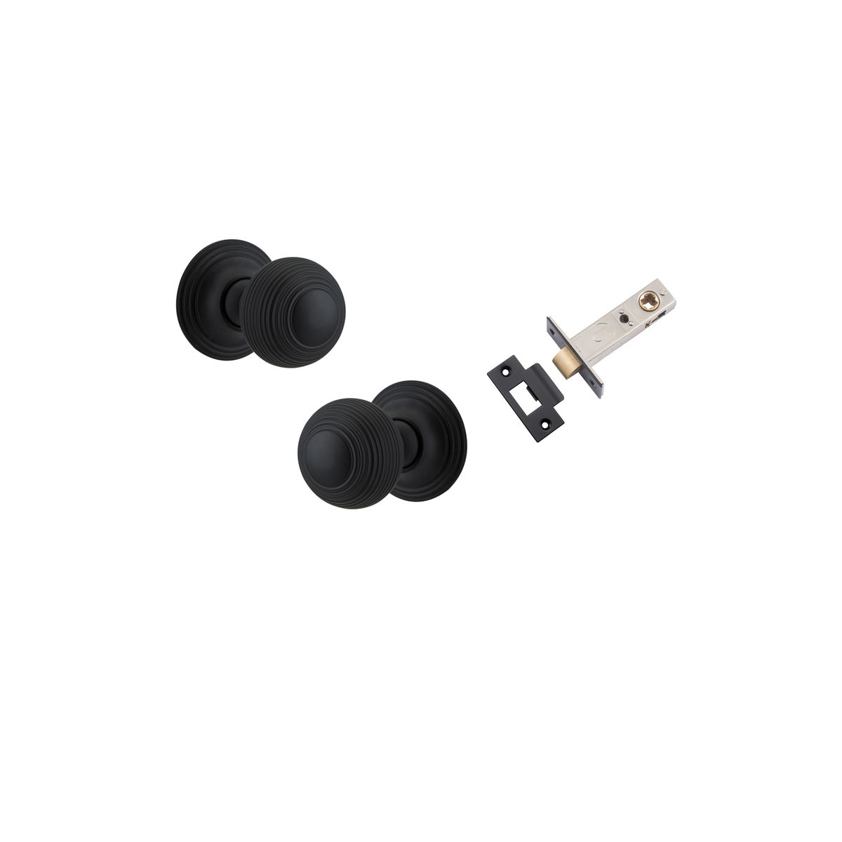0223KPASS60 - Guildford Knob - Round Rose Passage Kit - Matt Black - Passage