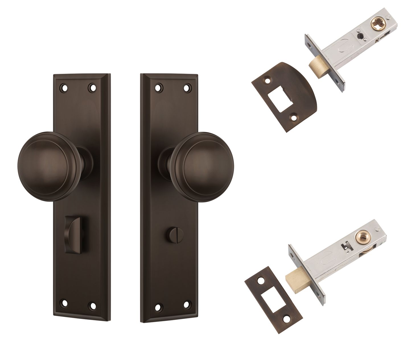 Milton Door Knob - Long Backplate Privacy Set