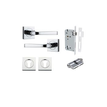 Annecy Lever - Square Rose Entrance Kit with Separate High Security Lock