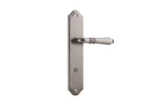13712P85 - Sarlat Lever - Shouldered Backplate - Distressed Nickel - Privacy