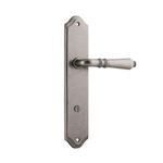 13712P85 - Sarlat Lever - Shouldered Backplate - Distressed Nickel - Privacy