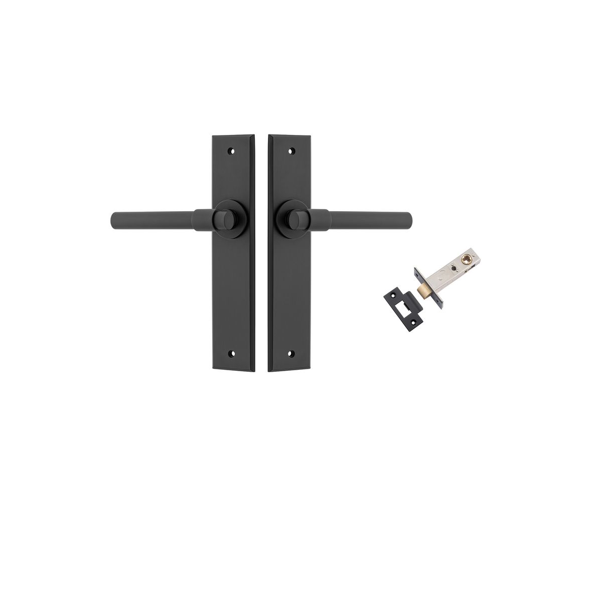 12904KPASS60 - Helsinki Lever - Chamfered Backplate Passage Kit - Matt Black - Passage