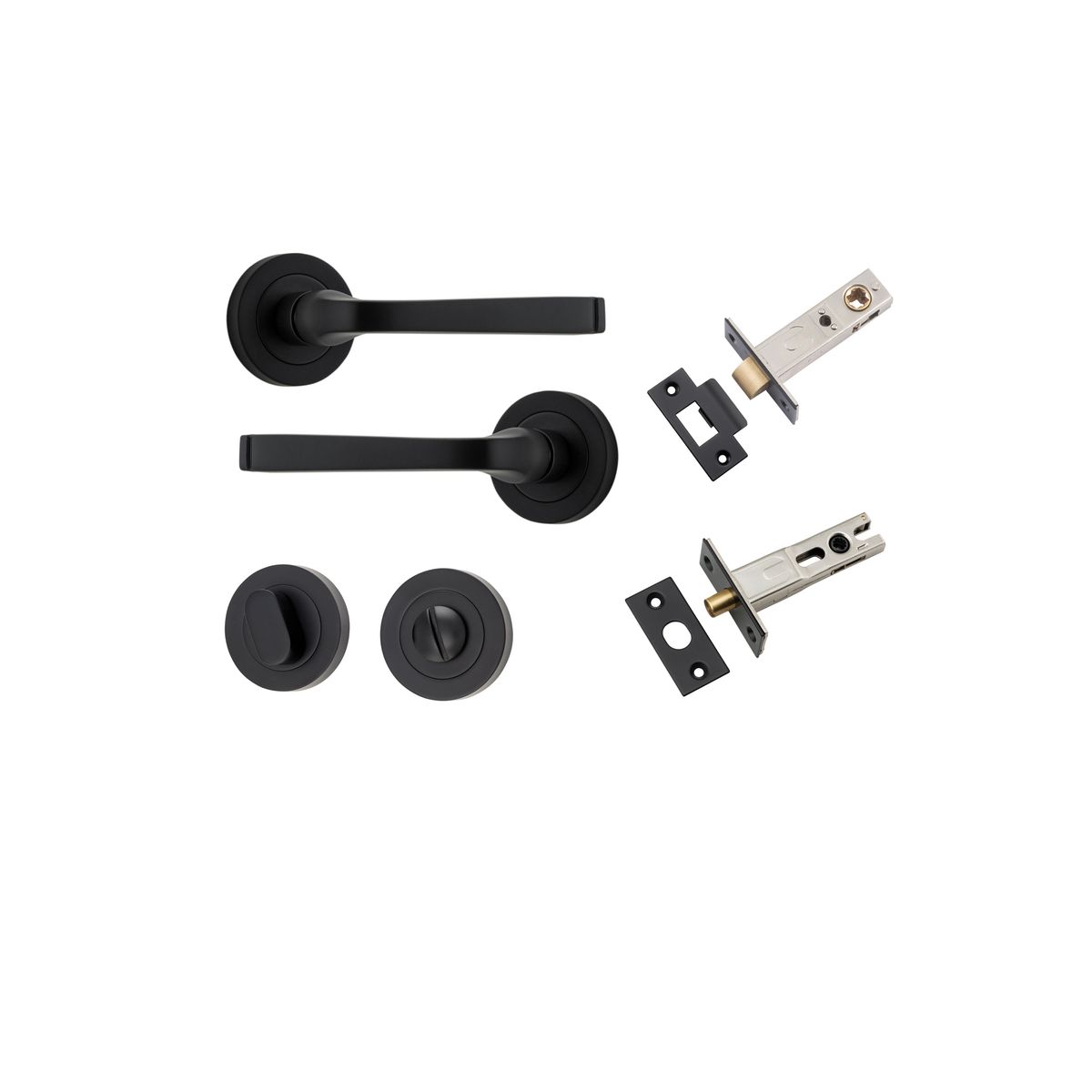 0323KPRIV60 - Annecy Lever - Round Rose Privacy Kit with Separate Privacy Turn - Matt Black - Privacy