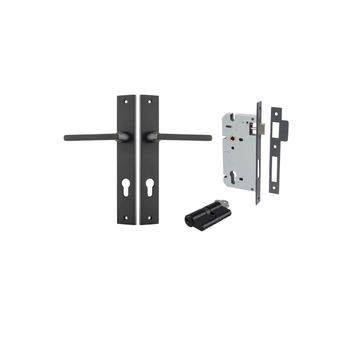 Baltimore Lever - Rectangular Backplate Entrance Kit with High Security Lock