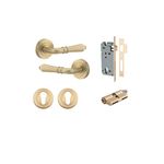 9199KENTR60KK - Sarlat Lever - Round Rose Entrance Kit with Separate High Security Lock - Brushed Brass - Entrance