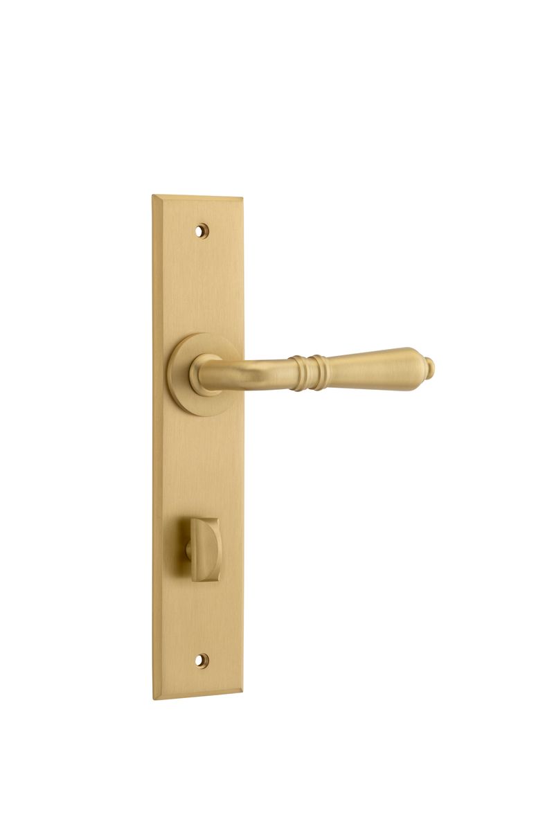 15780P85 - Sarlat Lever - Chamfered Backplate - Brushed Brass - Privacy