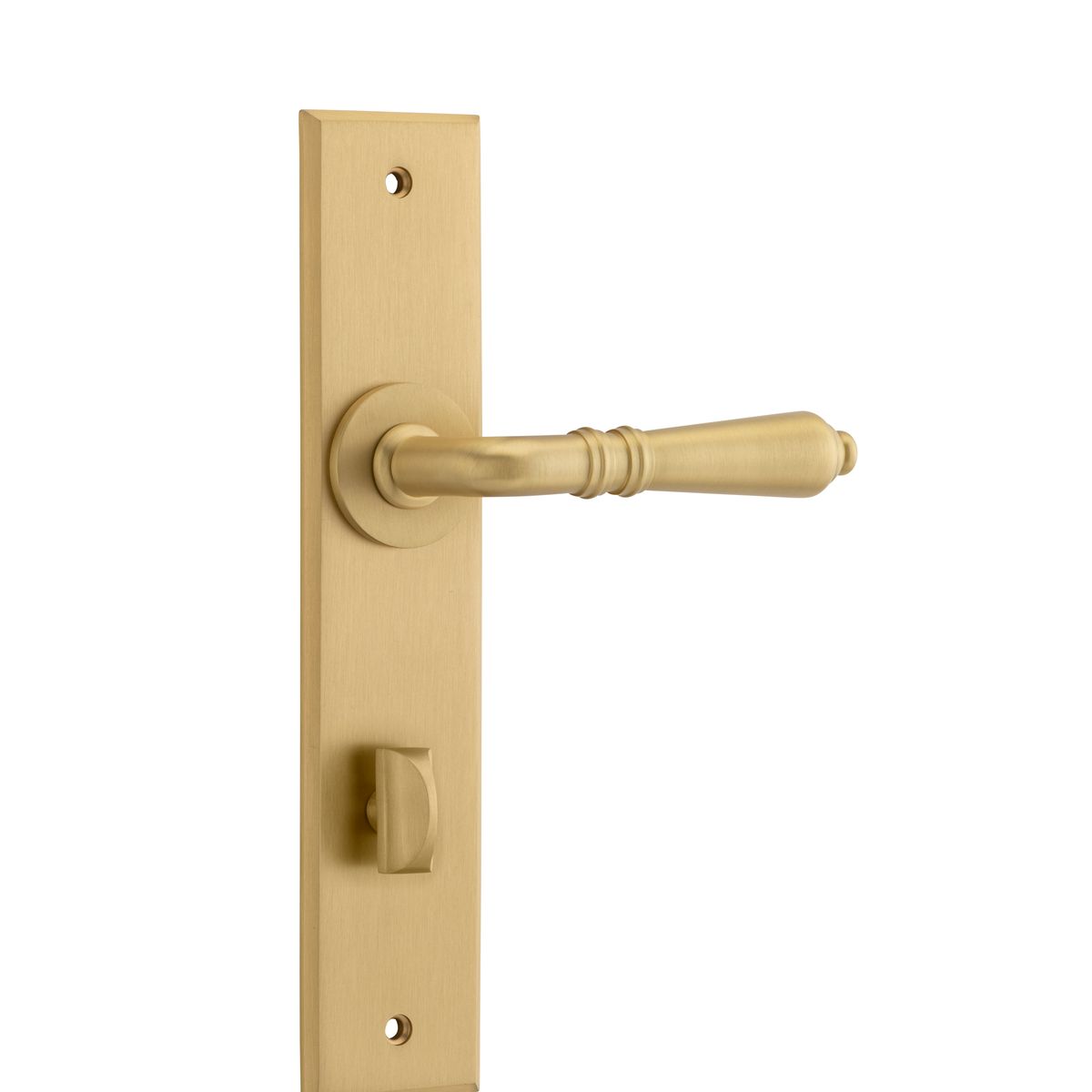 15780P85 - Sarlat Lever - Chamfered Backplate - Brushed Brass - Privacy