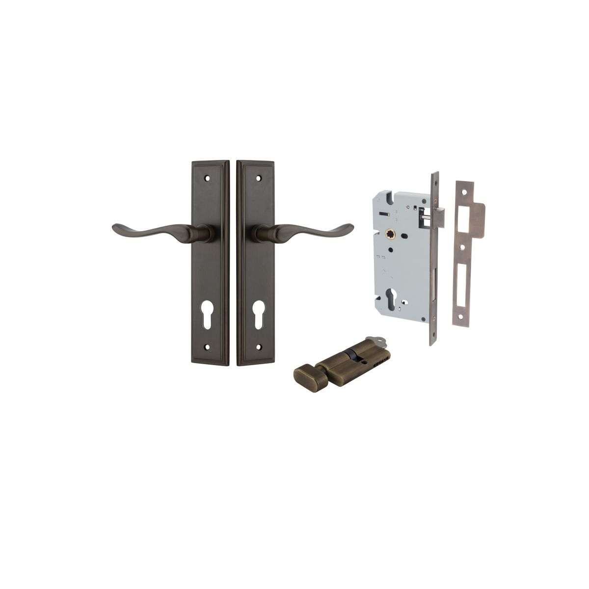 10926KENTR60KT - Stirling Lever - Stepped Backplate Entrance Kit with High Security Lock - Signature Brass - Entrance