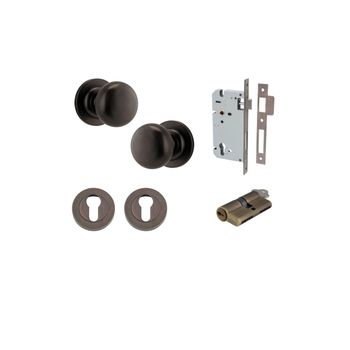 Cambridge Knob - Round Rose Entrance Kit with Separate High Security Lock