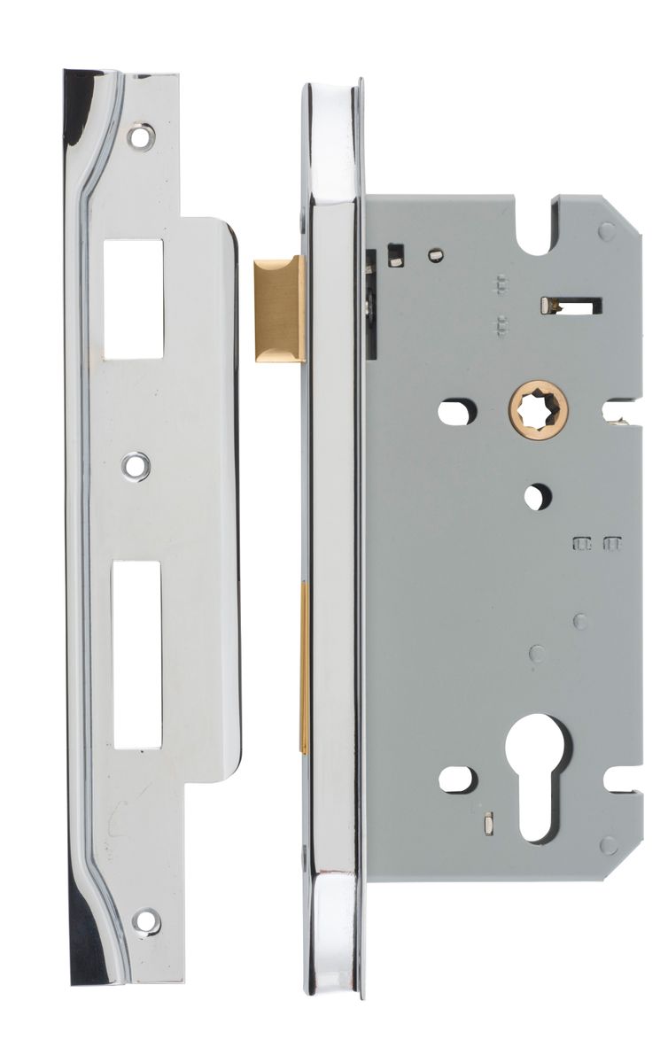 6053 - Rebated 85mm Euro Mortice Locks - 60mm Backset - Polished Chrome