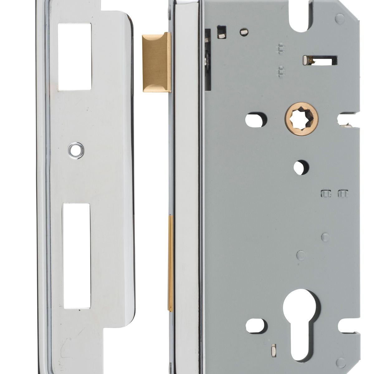 6053 - Rebated 85mm Euro Mortice Locks - 60mm Backset - Polished Chrome