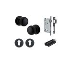 0203KENTR60KK - Cambridge Knob - Round Rose Entrance Kit with Separate High Security Lock - Matt Black - Entrance