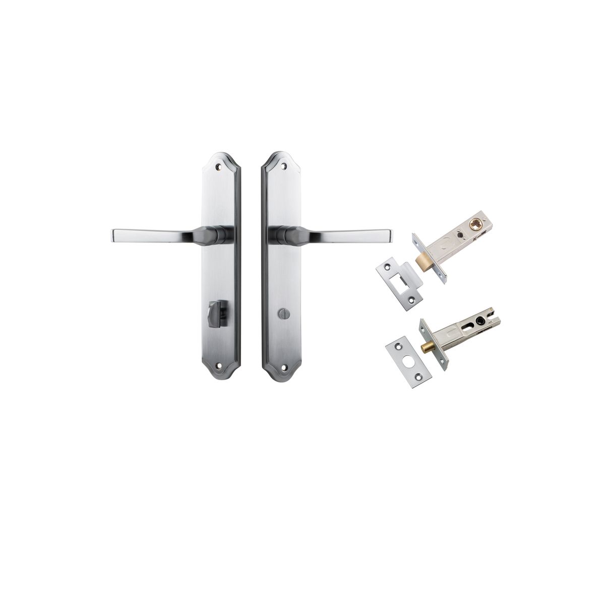 12220KPRIV60 - Annecy Lever - Shouldered Backplate Privacy Kit with Privacy Turn - Brushed Chrome - Privacy