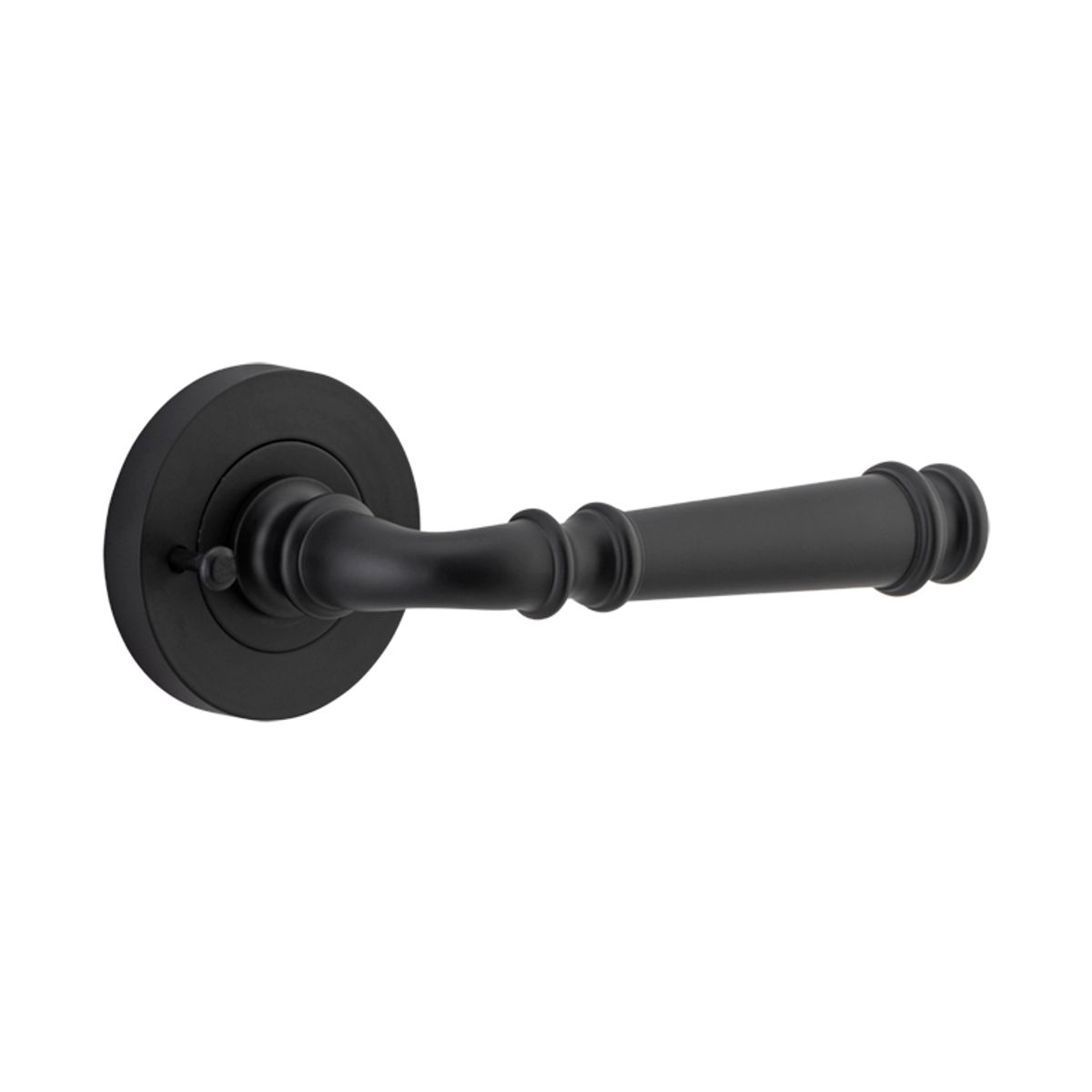 0313KIBPRIV60 - Verona Lever - Round Rose (Inbuilt Privacy) - Matt Black - Privacy