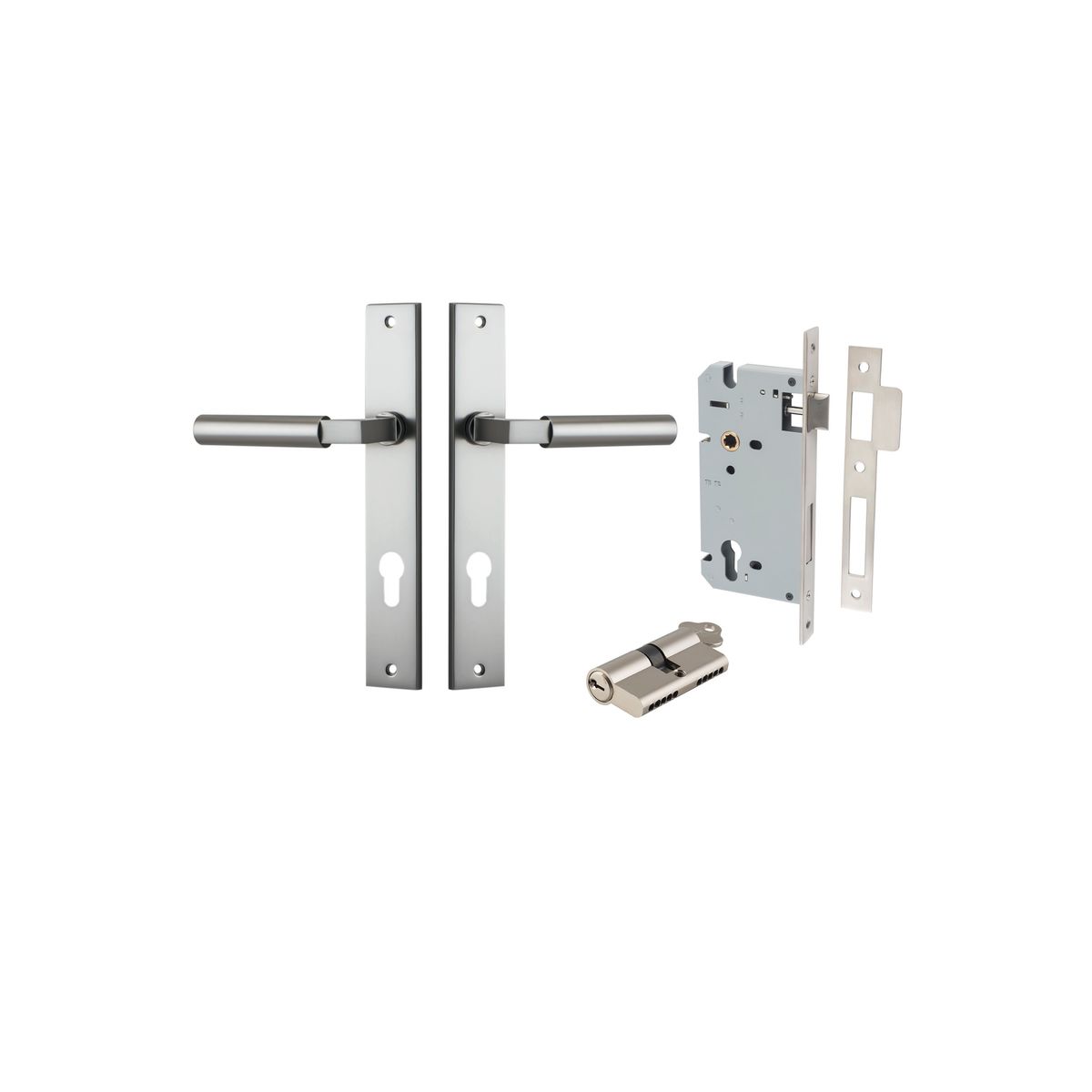 14750KENTR60KK - Berlin Lever - Rectangular Backplate Entrance Kit with High Security Lock - Satin Nickel - Entrance