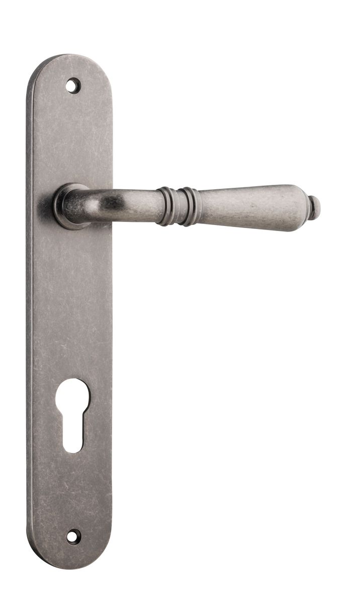 13724E85 - Sarlat Lever - Oval Backplate - Distressed Nickel - Entrance