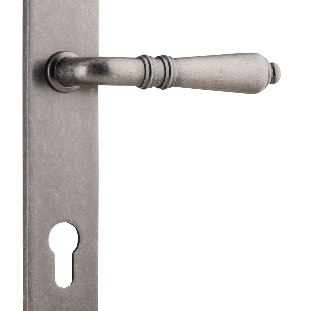 13724E85 - Sarlat Lever - Oval Backplate - Distressed Nickel - Entrance