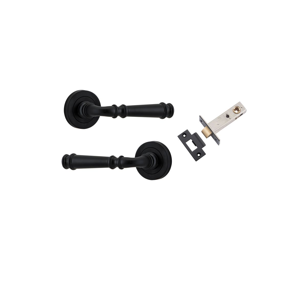 0313KPASS60 - Verona Lever - Round Rose Passage Kit - Matt Black - Passage