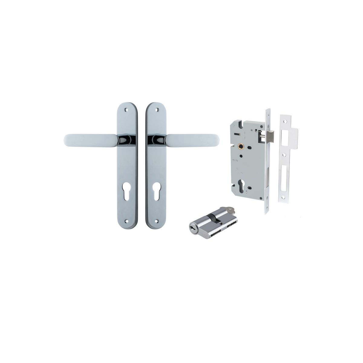 11764KENTR60KK - Bronte Lever - Oval Backplate Entrance Kit with High Security Lock - Polished Chrome - Entrance