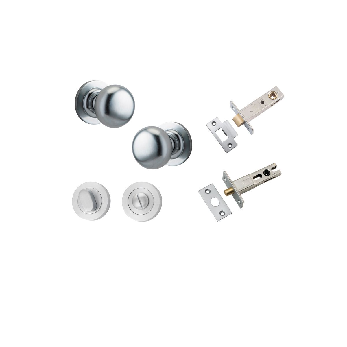 0205KPRIV60 - Cambridge Knob - Round Rose Privacy Kit with Separate Privacy Turn - Brushed Chrome - Privacy