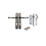 13730KENTR60KK - Verona Lever - Oval Backplate Entrance Kit with High Security Lock - Distressed Nickel - Entrance