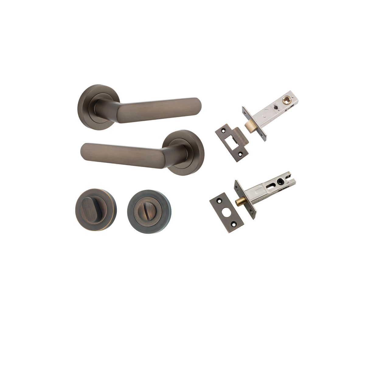 20771KPRIV60 - Osaka Lever - Round Rose Privacy Kit with Separate Privacy Turn - Signature Brass - Privacy
