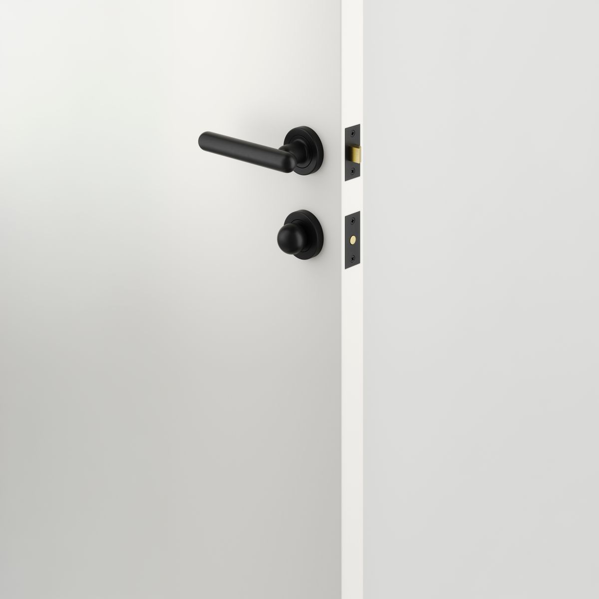 24003KPRIV60 - Puerto Lever - Round Rose Privacy Kit with Separate Privacy Turn - Matt Black - Privacy