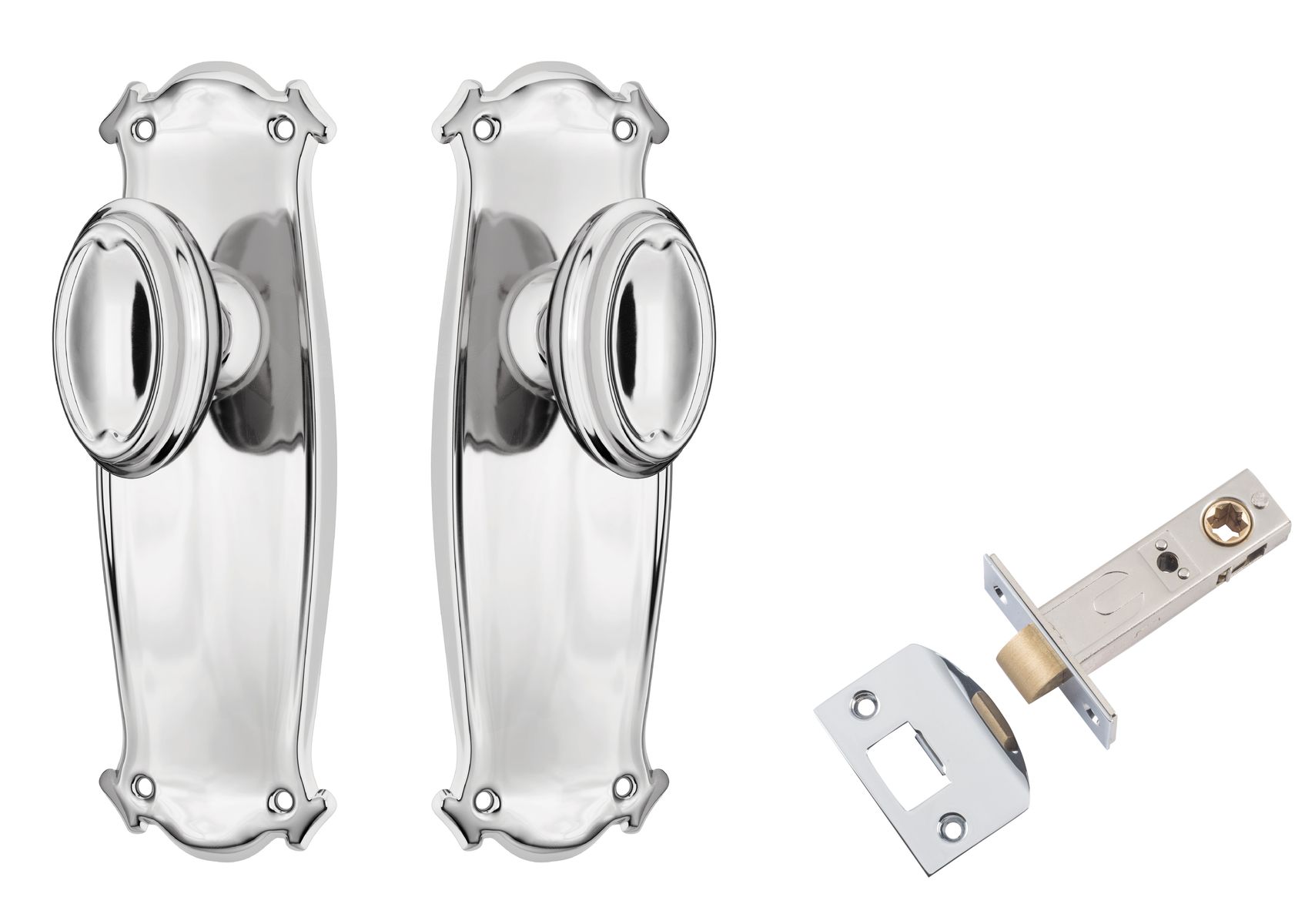 Bungalow Door Knob - Long Backplate Passage Set