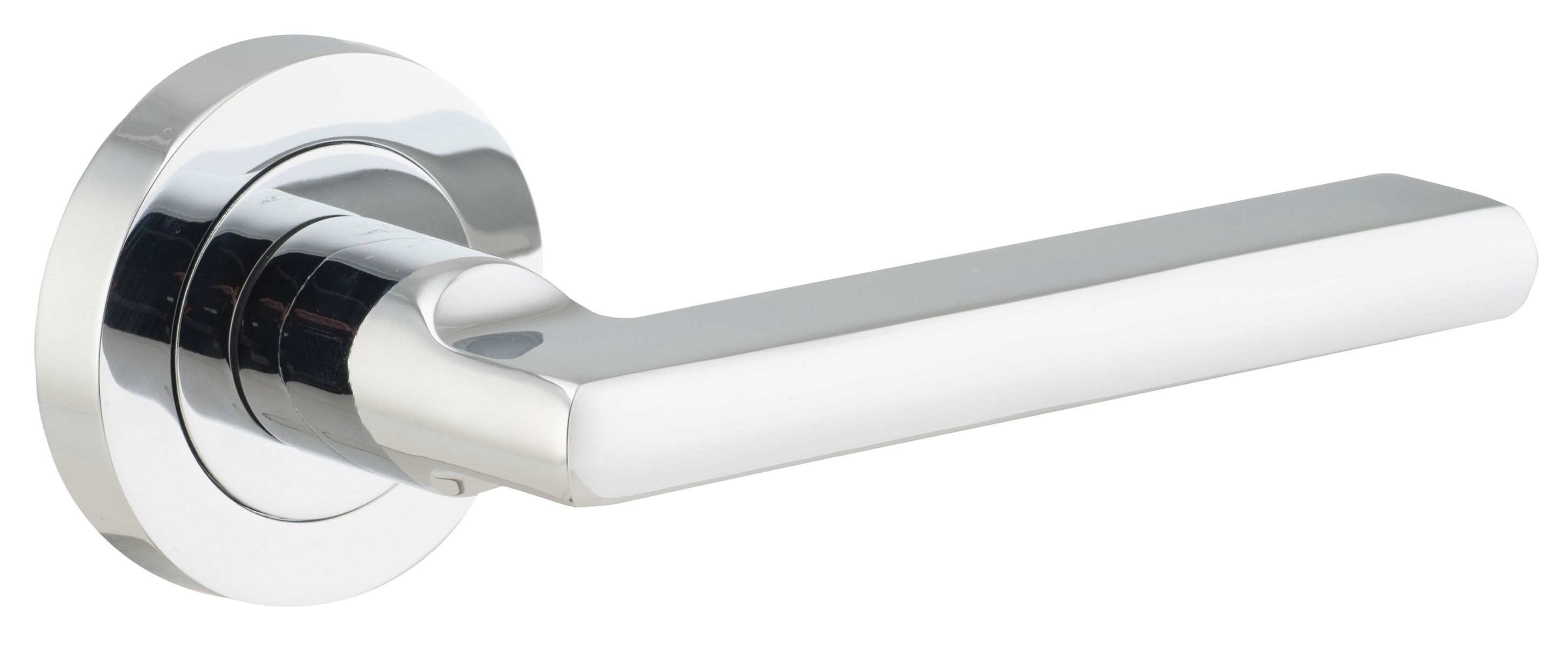 9214 - Baltimore Lever - Round Rose - Polished Chrome - Passage