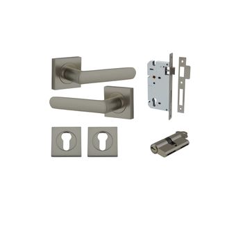 Osaka Lever - Square Rose Entrance Kit with Separate High Security Lock