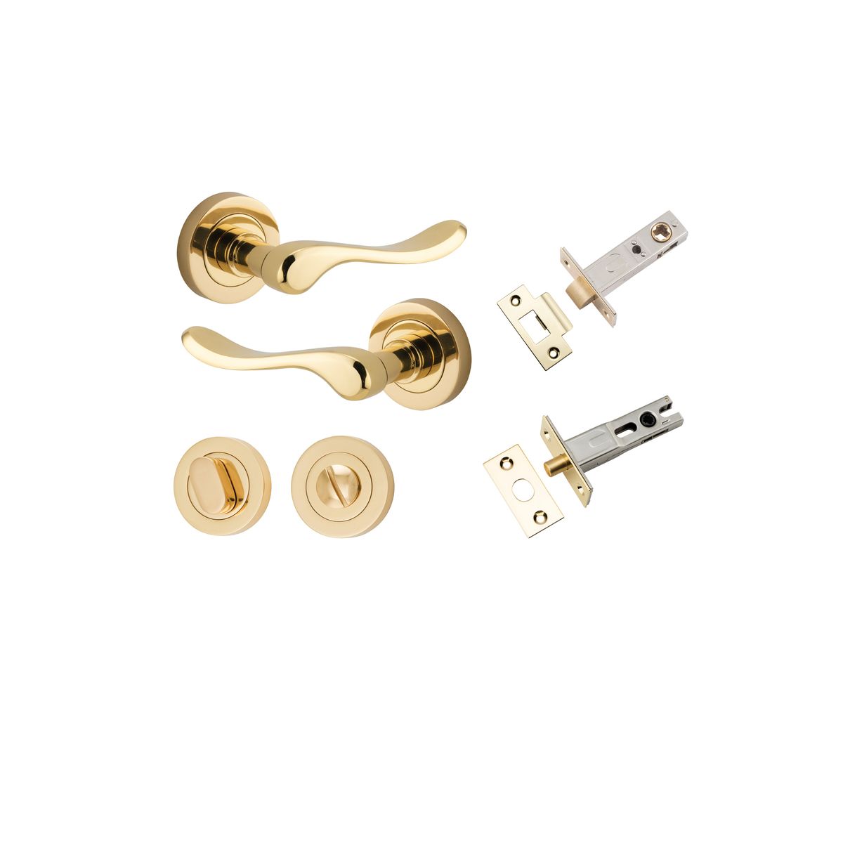 20790KPRIV60 - Stirling Lever - Round Rose Privacy Kit with Separate Privacy Turn - Polished Brass - Privacy