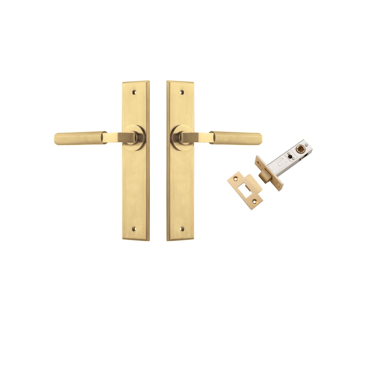 16296KPASS60 - Brunswick Lever - Chamfered Backplate Passage Kit - Brushed Gold PVD - Passage