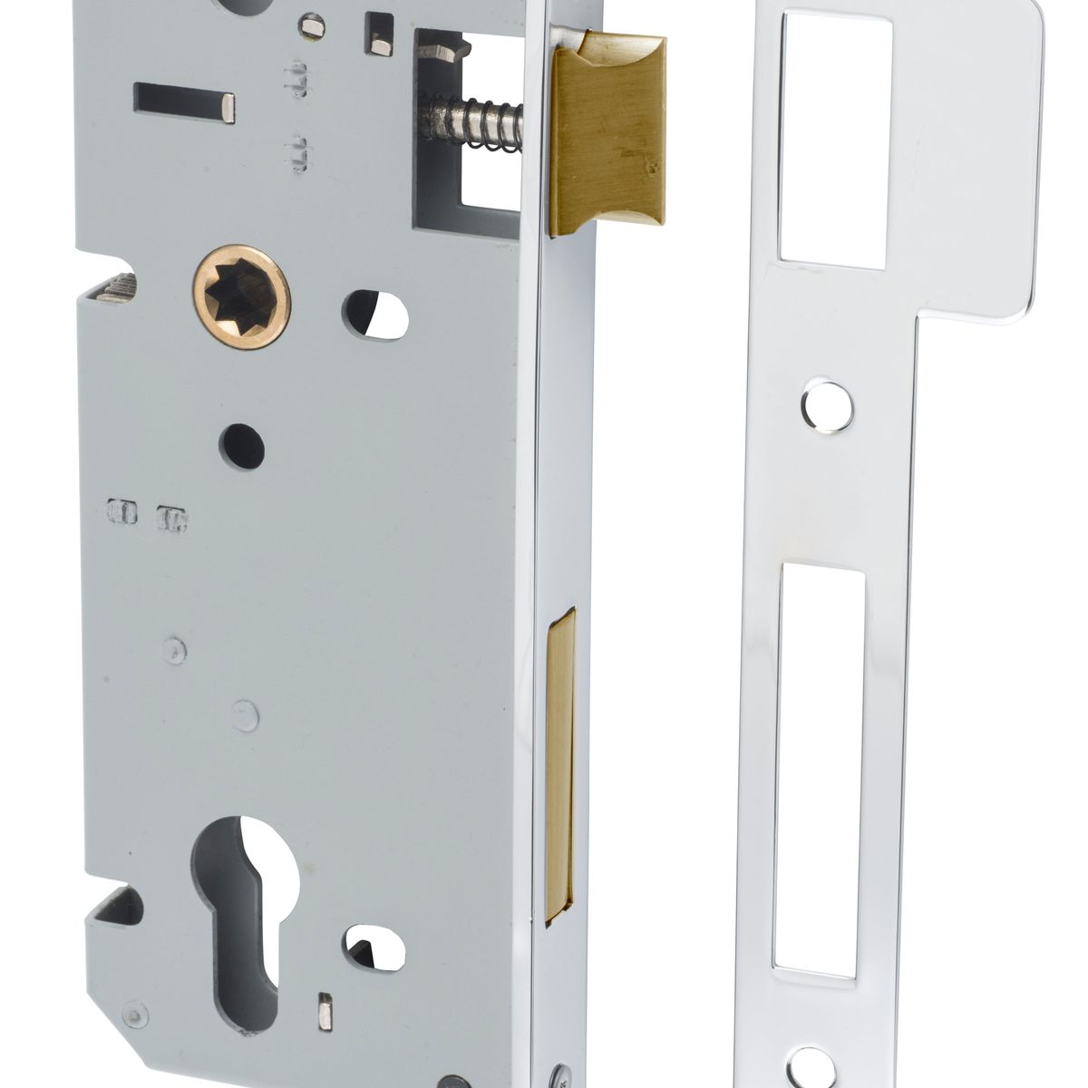 6050 - 85mm Euro Mortice Locks - 45mm Backset - Polished Chrome
