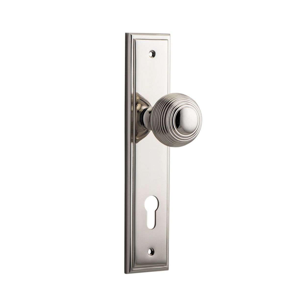 14342E85 - Guildford Knob - Stepped Backplate - Polished Nickel - Entrance