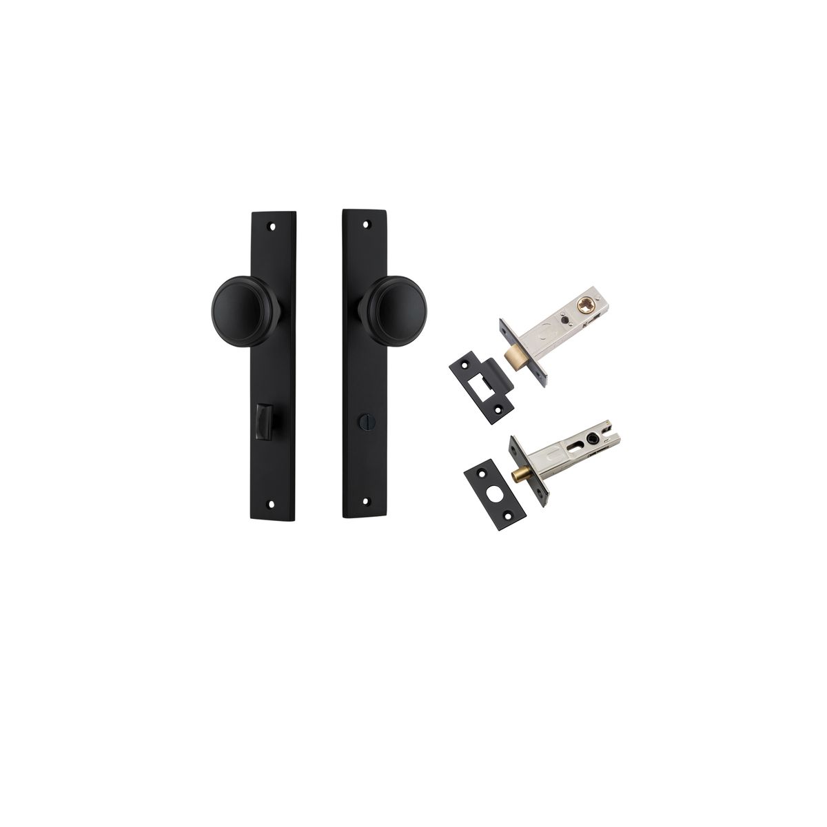 12820KPRIV60 - Paddington Knob - Rectangular Backplate Privacy Kit with Privacy Turn - Matt Black - Privacy