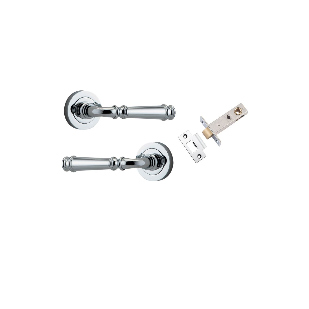 0314KPASS60 - Verona Lever - Round Rose Passage Kit - Polished Chrome - Passage