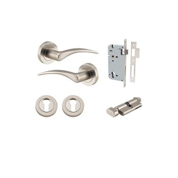 Oxford Lever - Round Rose Entrance Kit with Separate High Security Lock