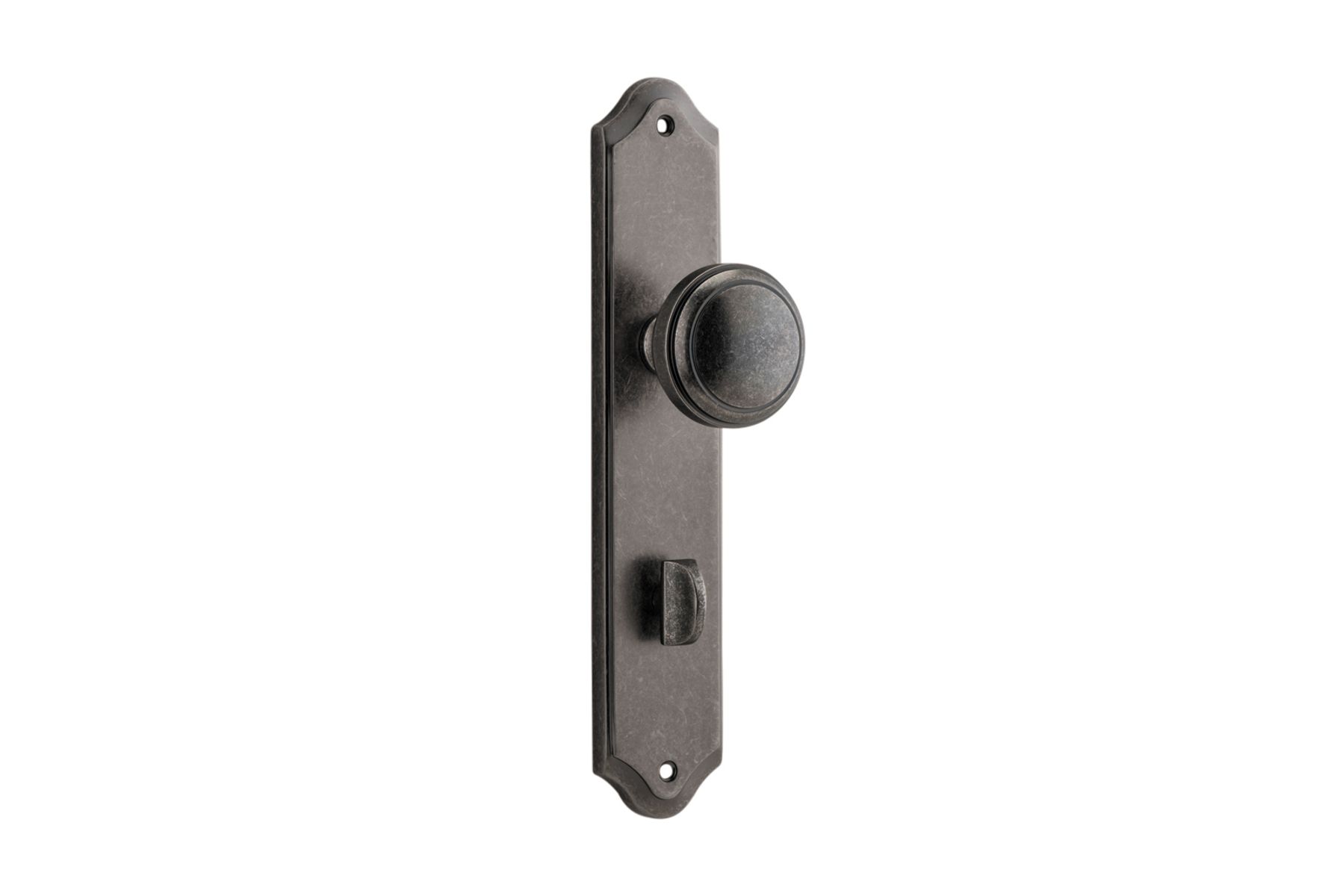 13826P85 - Paddington Knob - Shouldered Backplate - Distressed Nickel - Privacy