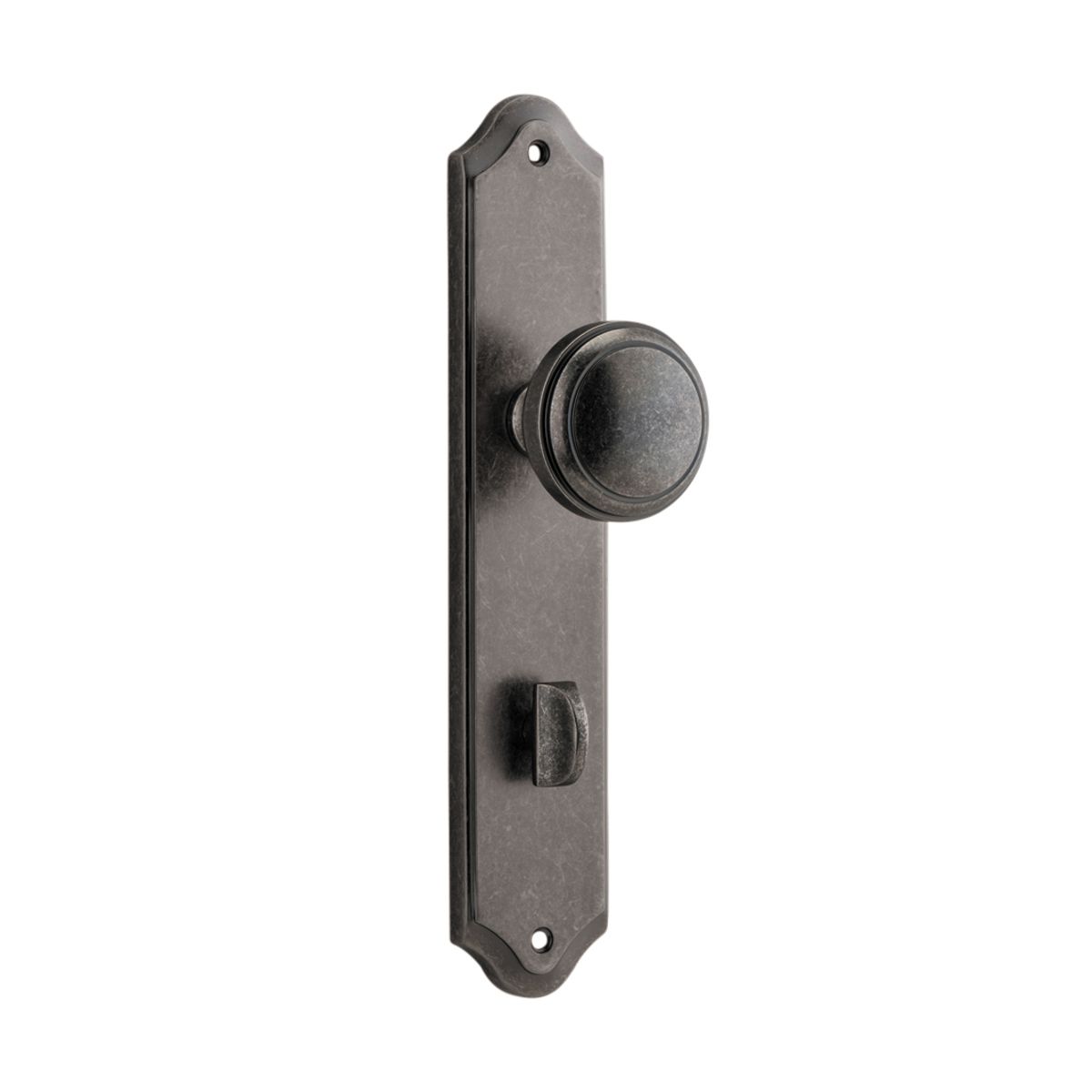 13826P85 - Paddington Knob - Shouldered Backplate - Distressed Nickel - Privacy