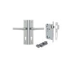 12402KENTR60KT - Helsinki Lever - Stepped Backplate Entrance Kit with High Security Lock - Brushed Chrome - Entrance