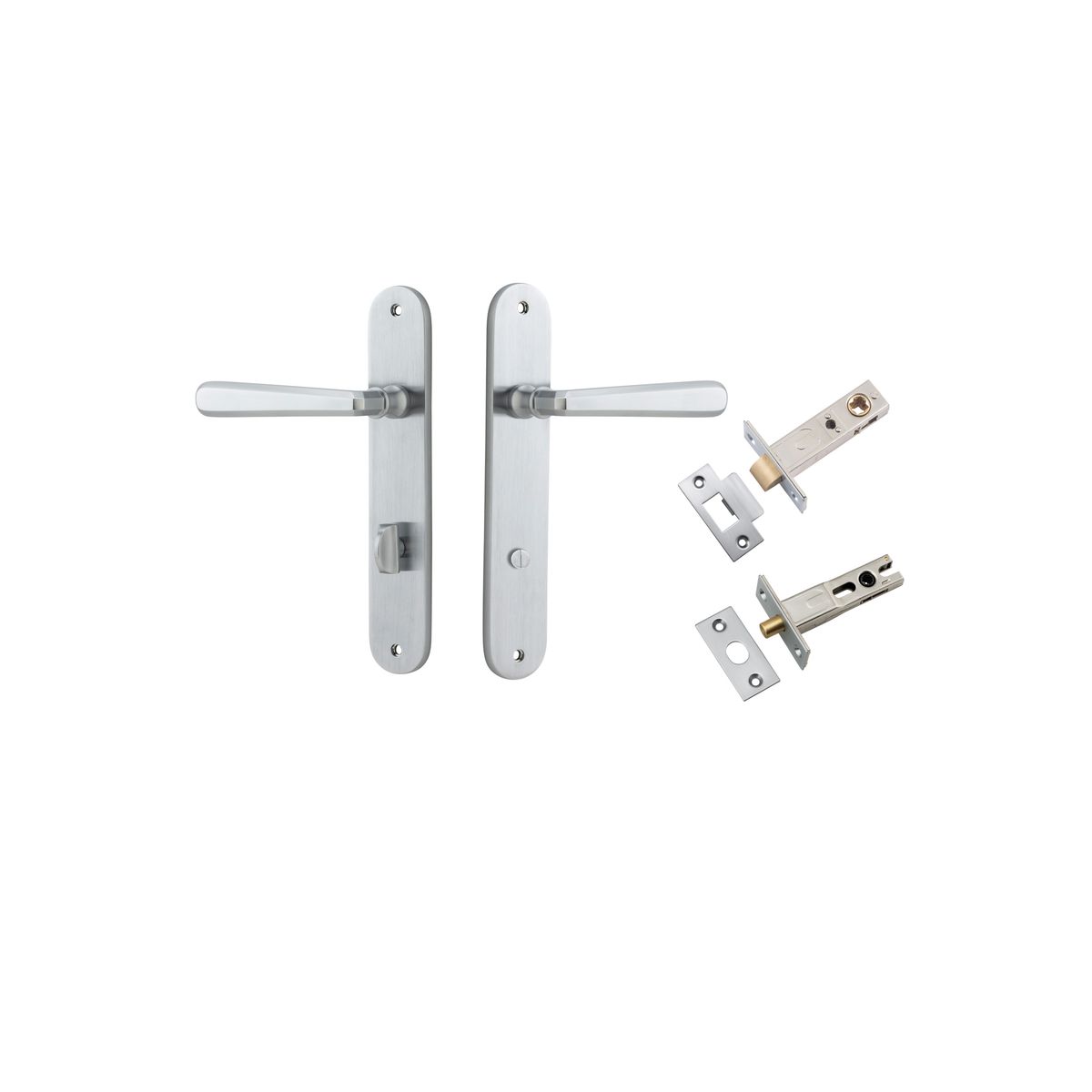 12376KPRIV60 - Copenhagen Lever - Oval Backplate Privacy Kit with Privacy Turn - Brushed Chrome - Privacy