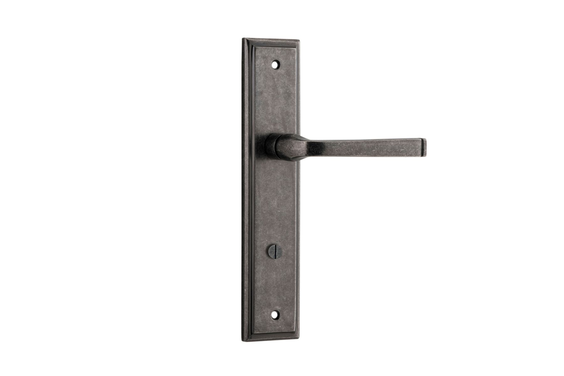13744P85 - Annecy Lever - Stepped Backplate - Distressed Nickel - Privacy