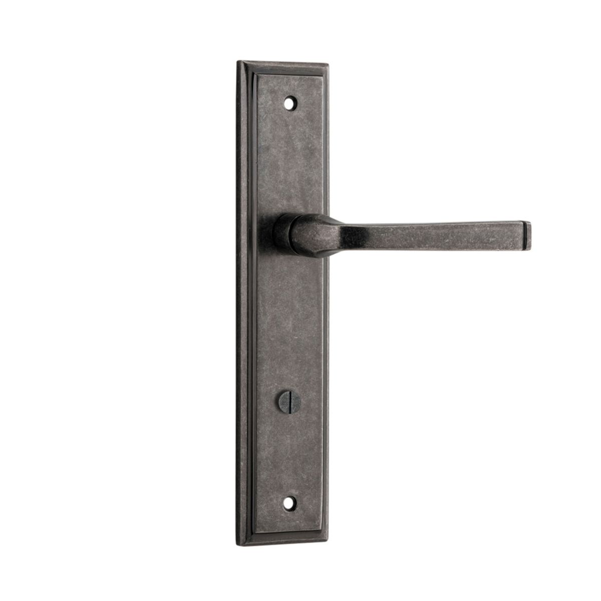 13744P85 - Annecy Lever - Stepped Backplate - Distressed Nickel - Privacy