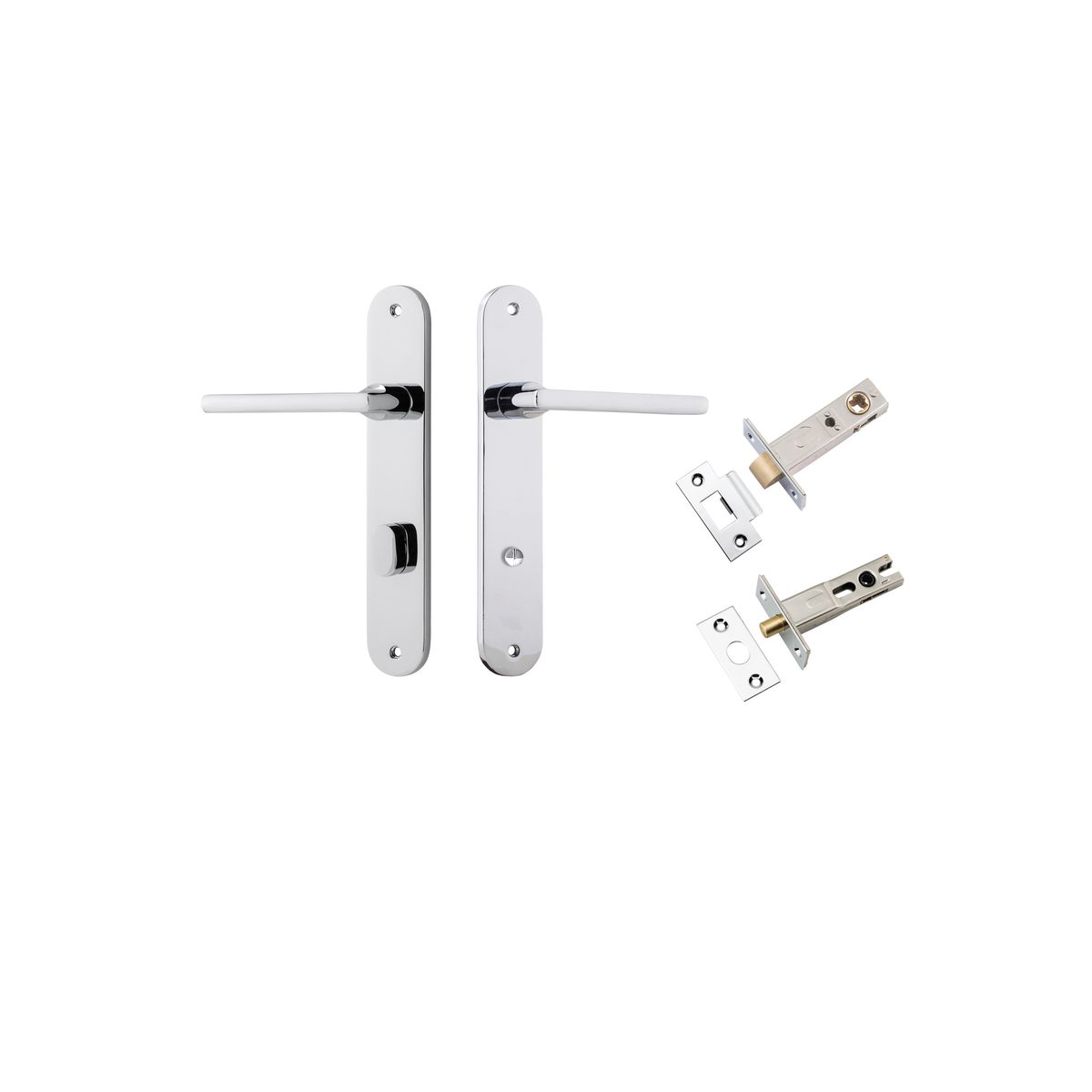 11726KPRIV60 - Baltimore Lever - Oval Backplate Privacy Kit with Privacy Turn - Polished Chrome - Privacy