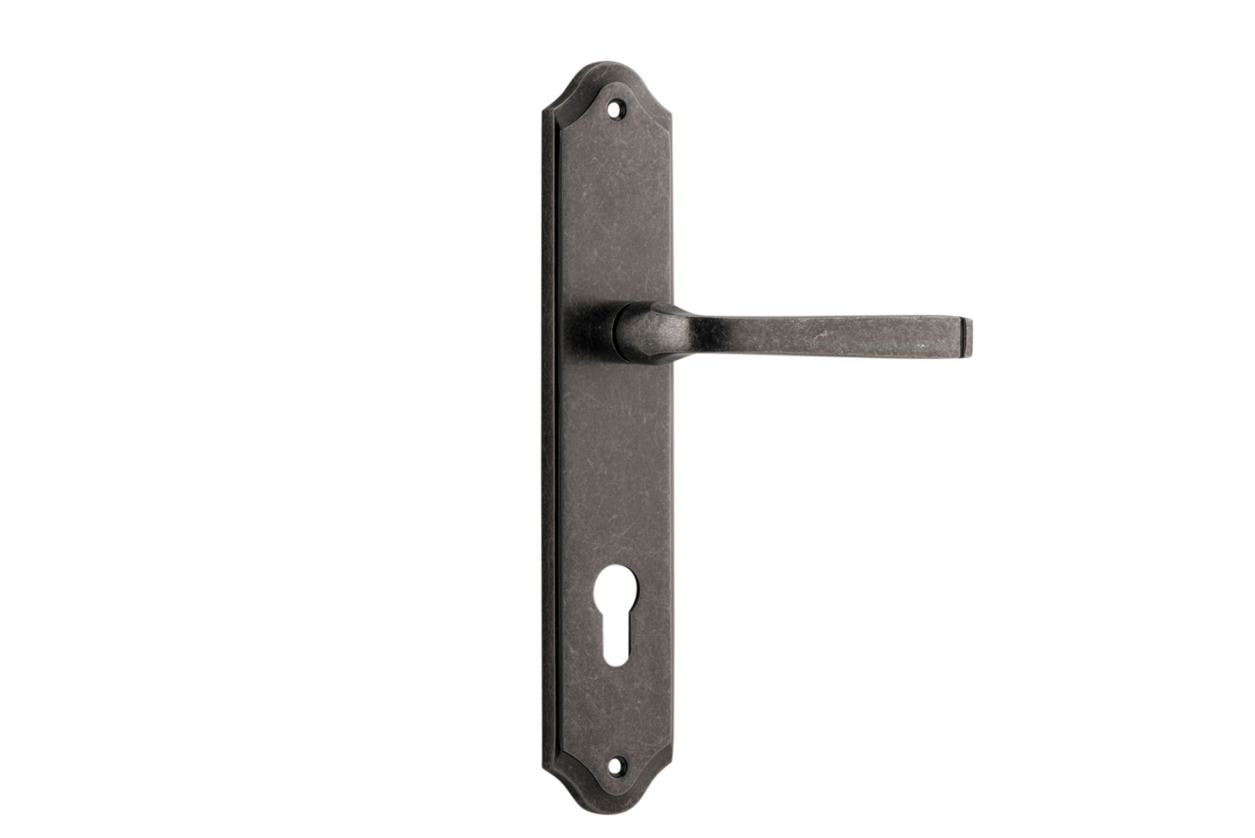 13720E85 - Annecy Lever - Shouldered Backplate - Distressed Nickel - Entrance