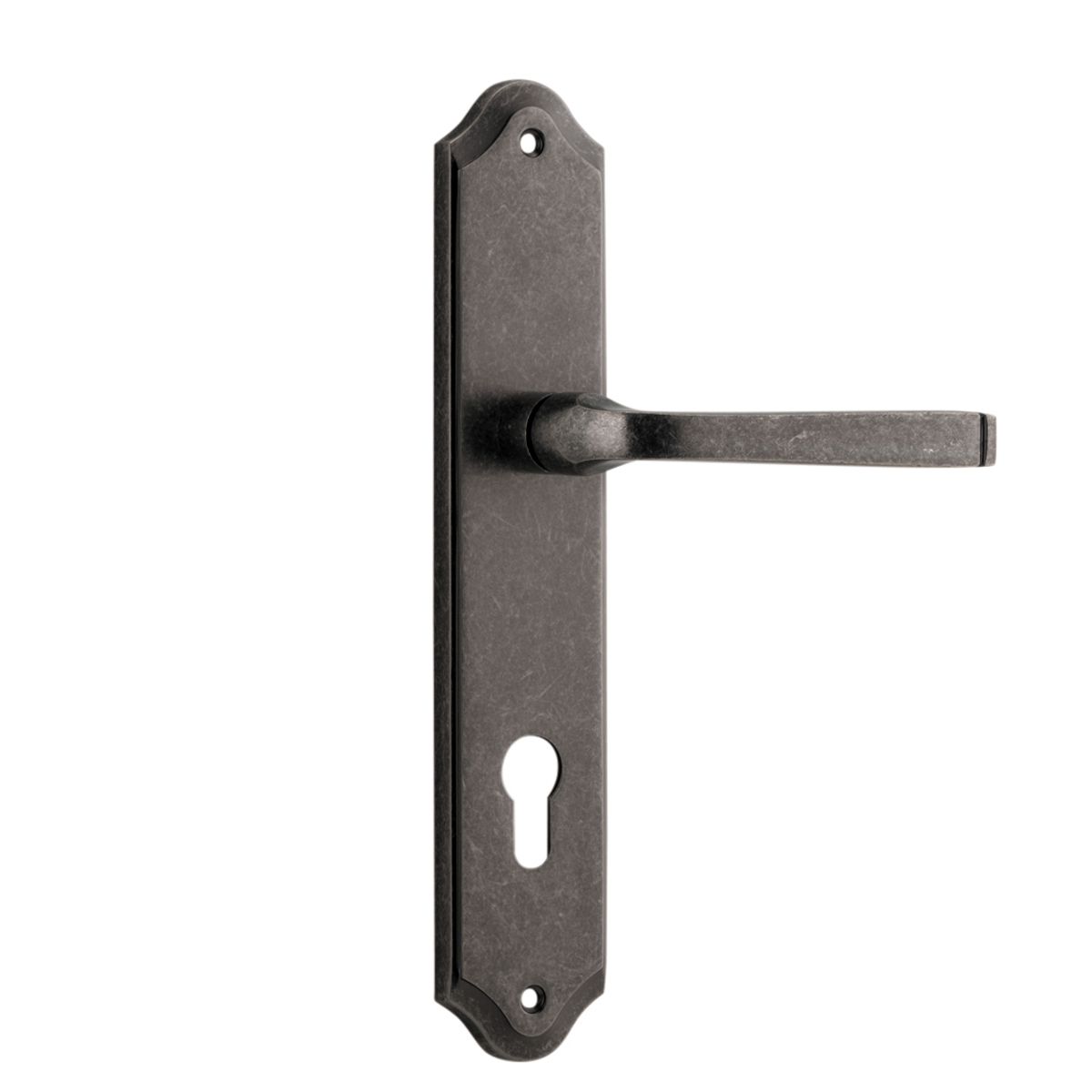 13720E85 - Annecy Lever - Shouldered Backplate - Distressed Nickel - Entrance