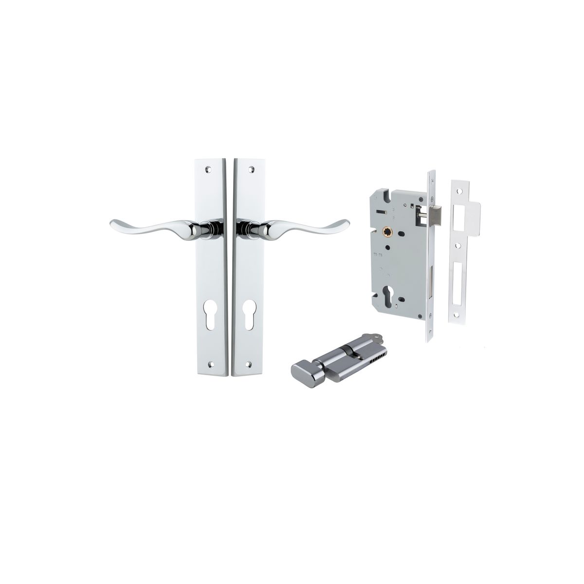 11920KENTR60KT - Stirling Lever - Rectangular Backplate Entrance Kit with High Security Lock - Polished Chrome - Entrance