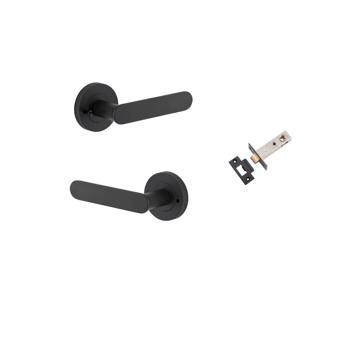 0333KIBPRIV60 - Bronte Lever - Round Rose Privacy Kit (Inbuilt Privacy) - Matt Black - Privacy